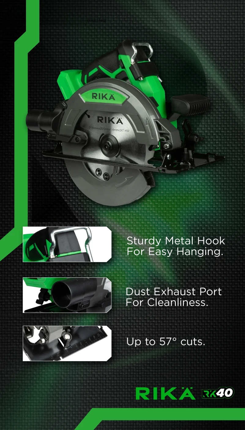 Rikä RK40 40V 185mm Cordless Circular Saw | Brushless Motor | Body Only