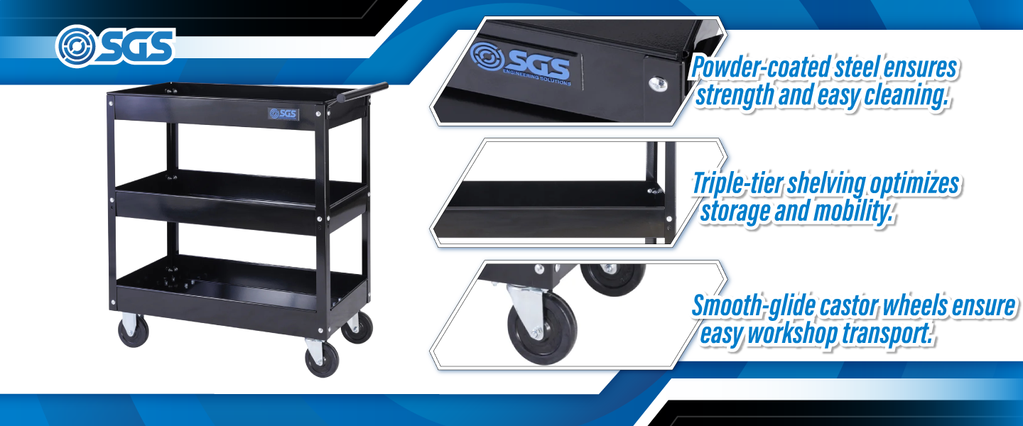 SGS 28in Service Garage Trolley Cart | Black