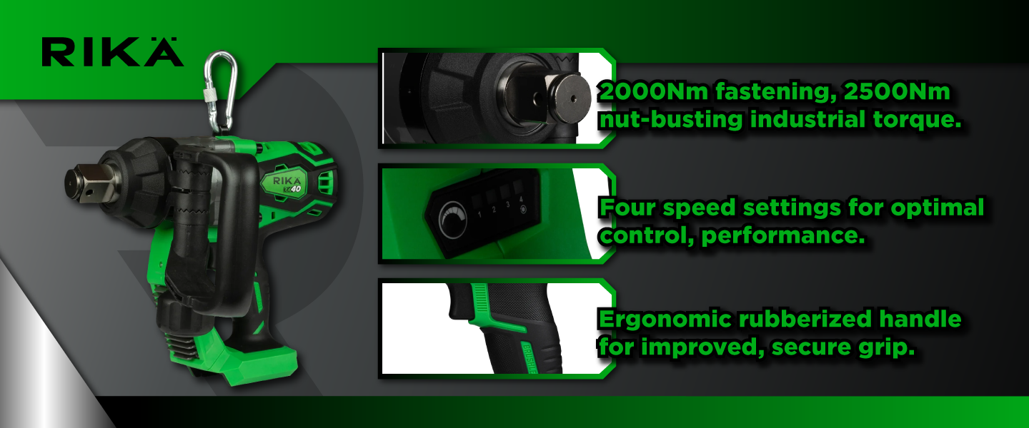 Rikä RK40 40V 1in Cordless High-Torque Impact Wrench | 2500Nm Nut-Busting Torque | Friction Ring | Brushless Motor | Body Only