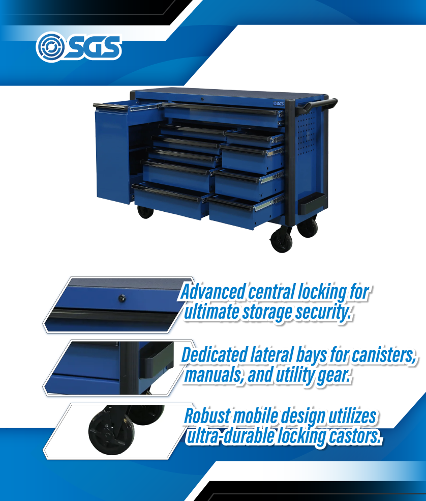 SGS 59in 11 Drawer Roller Cabinet | Blue