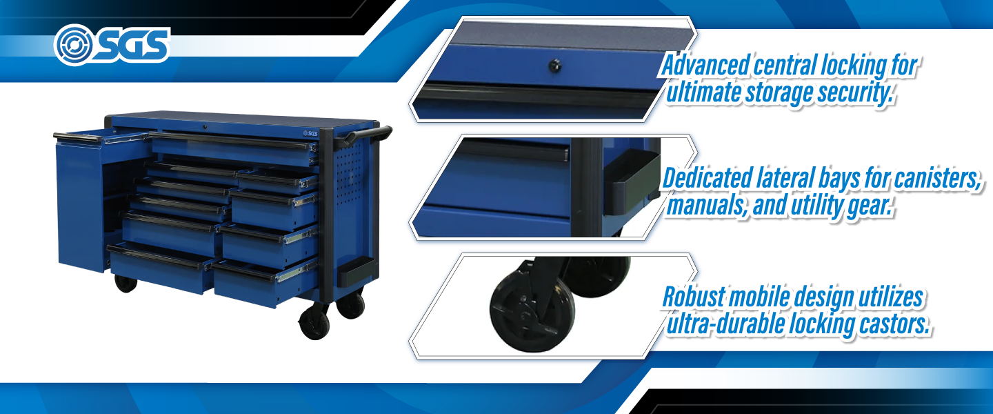 SGS 59in 11 Drawer Roller Cabinet | Blue
