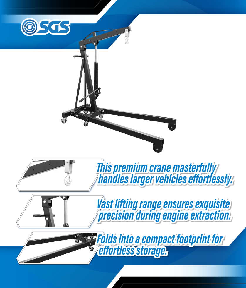 SGS 2 Tonne Folding Hydraulic Engine Crane / Hoist / Lift