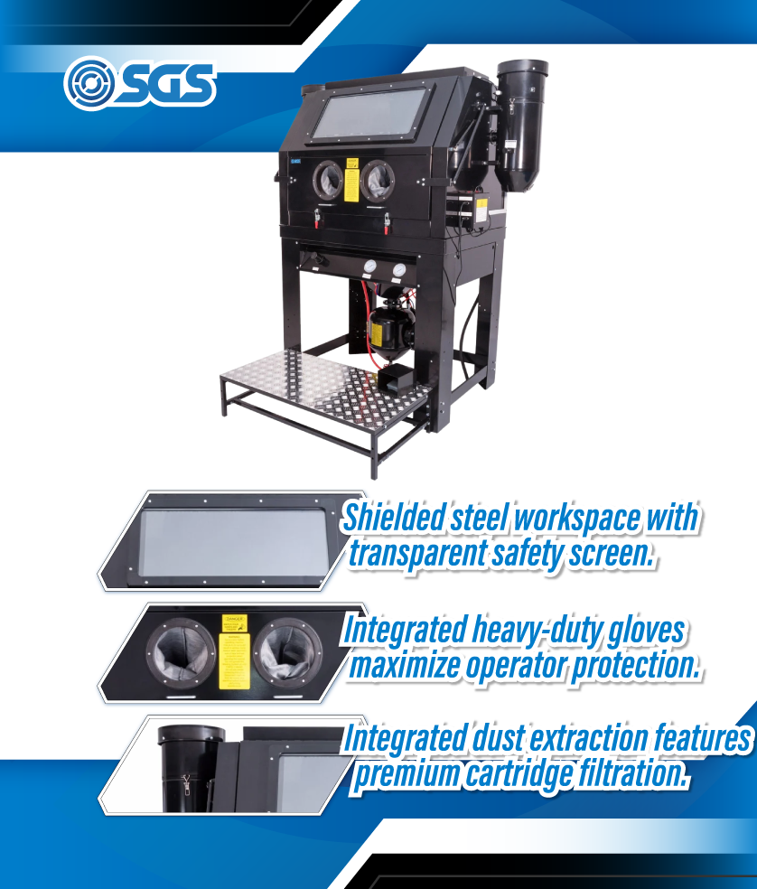 SGS 990L Heavy Duty Extra Large Shot & Sand Blasting & Polishing Cabinet