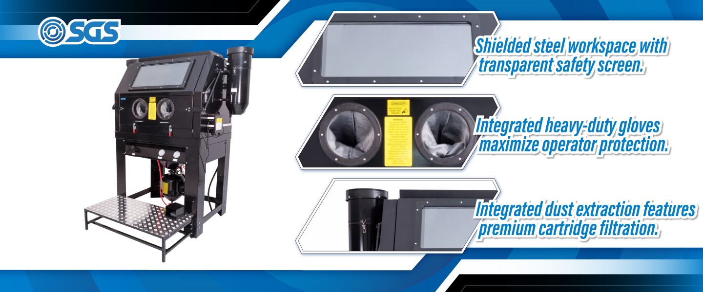SGS 990L Heavy Duty Extra Large Shot & Sand Blasting & Polishing Cabinet