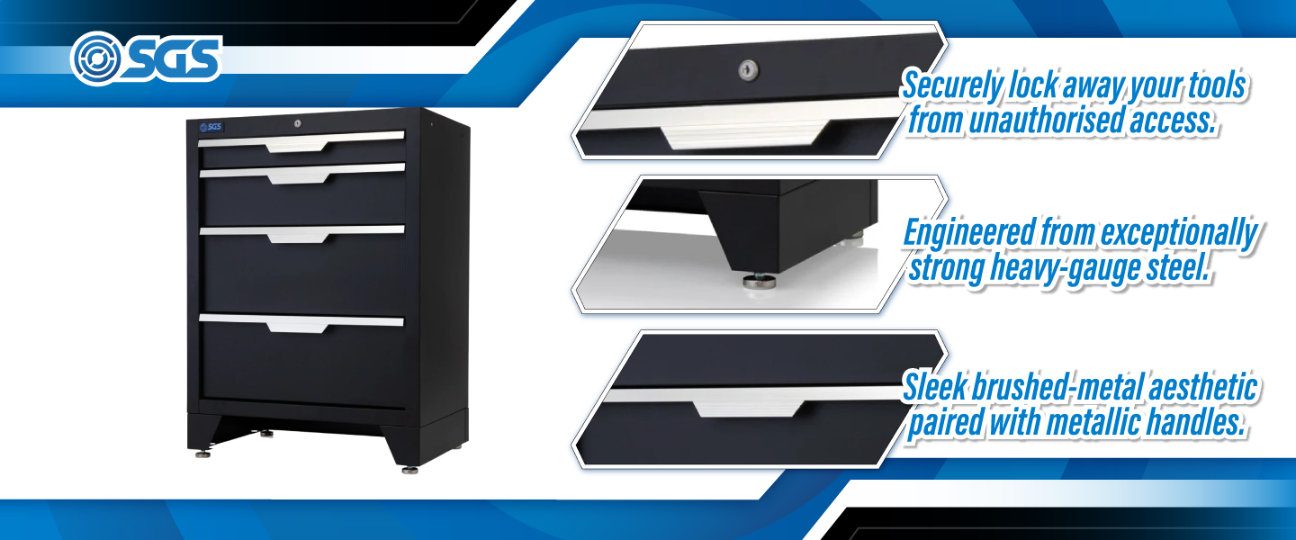SGS 4 Drawer Floor Cabinet for Garage Storage System | Worktop Sold Separately