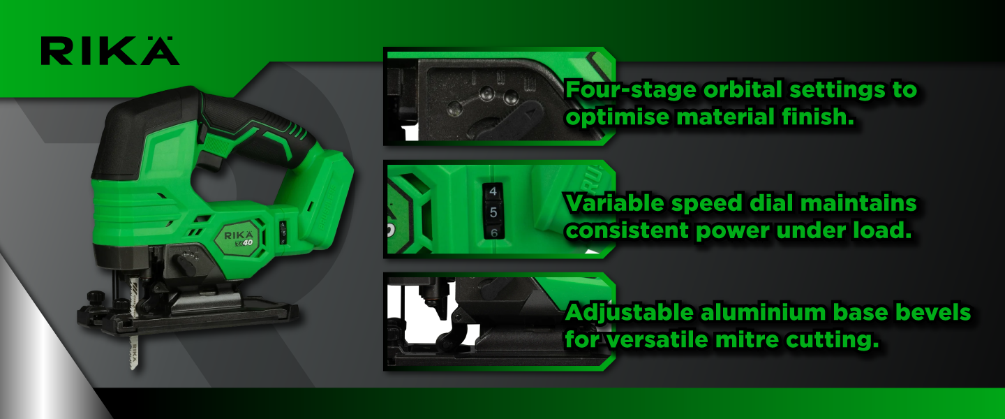 Rikä RK40 40V Cordless Jigsaw | Brushless Motor | Body Only