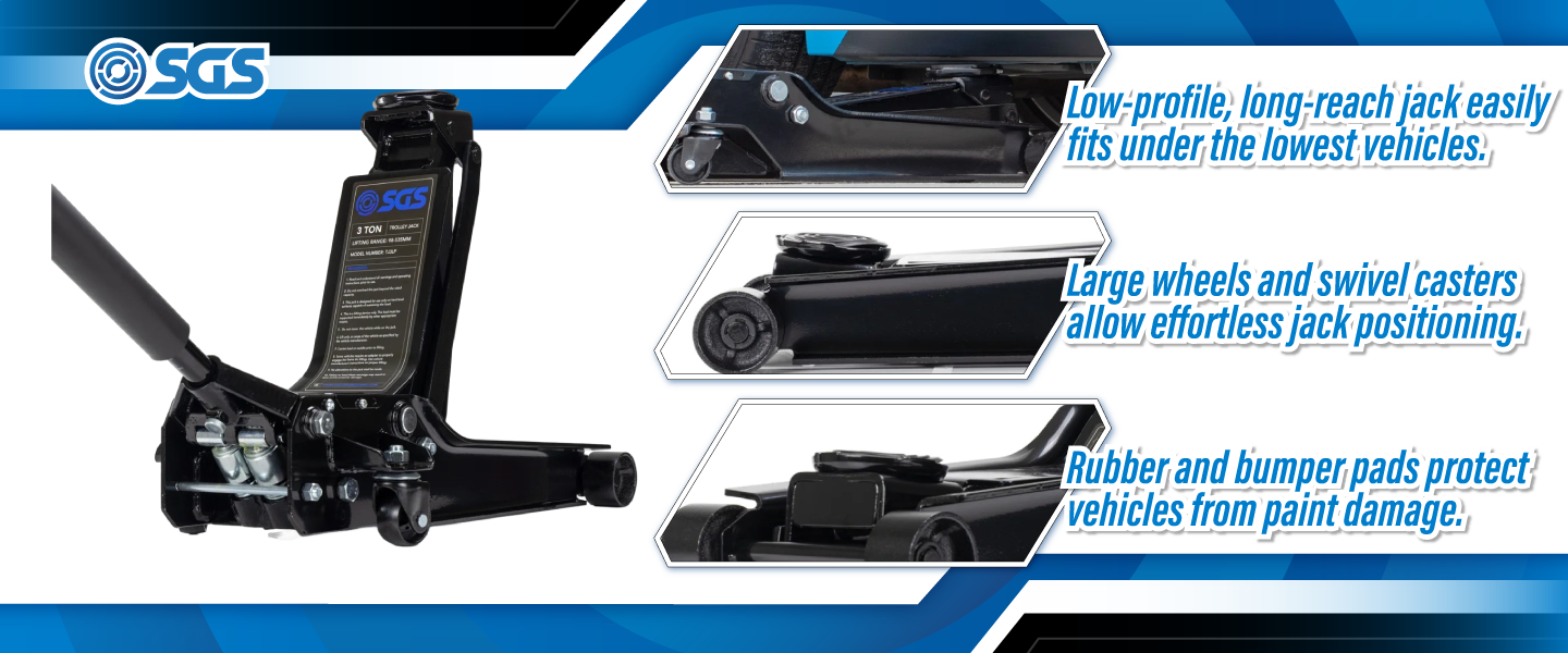 SGS 3 Tonne Low Profile Heavy Duty Garage Trolley Jack