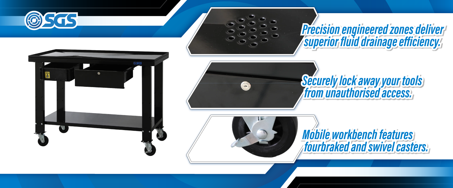 SGS Mobile Workbench for Engine and Parts Repairs | Fluid Sink Worktop
