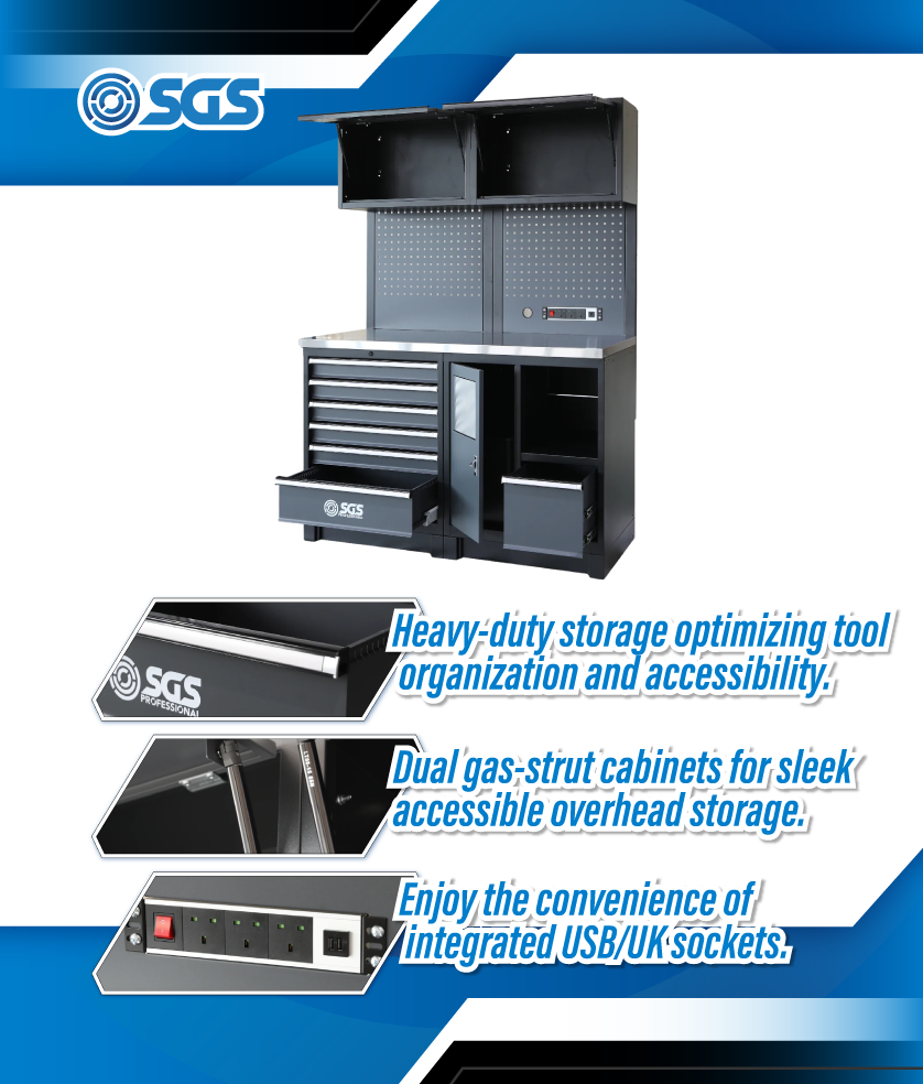 SGS Pro 6 Pc Heavy Duty Storage System with Powerstrip | Bin Unit