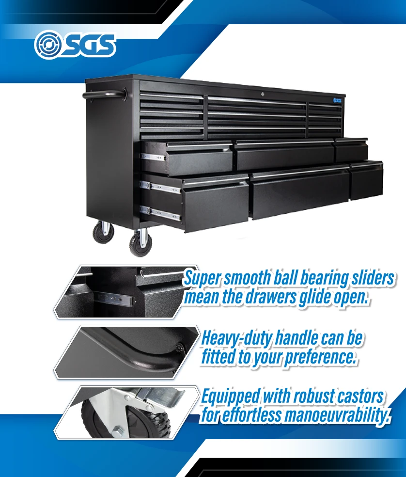 SGS 72in Deluxe 15-Drawer Professional Mobile Tool Cabinet