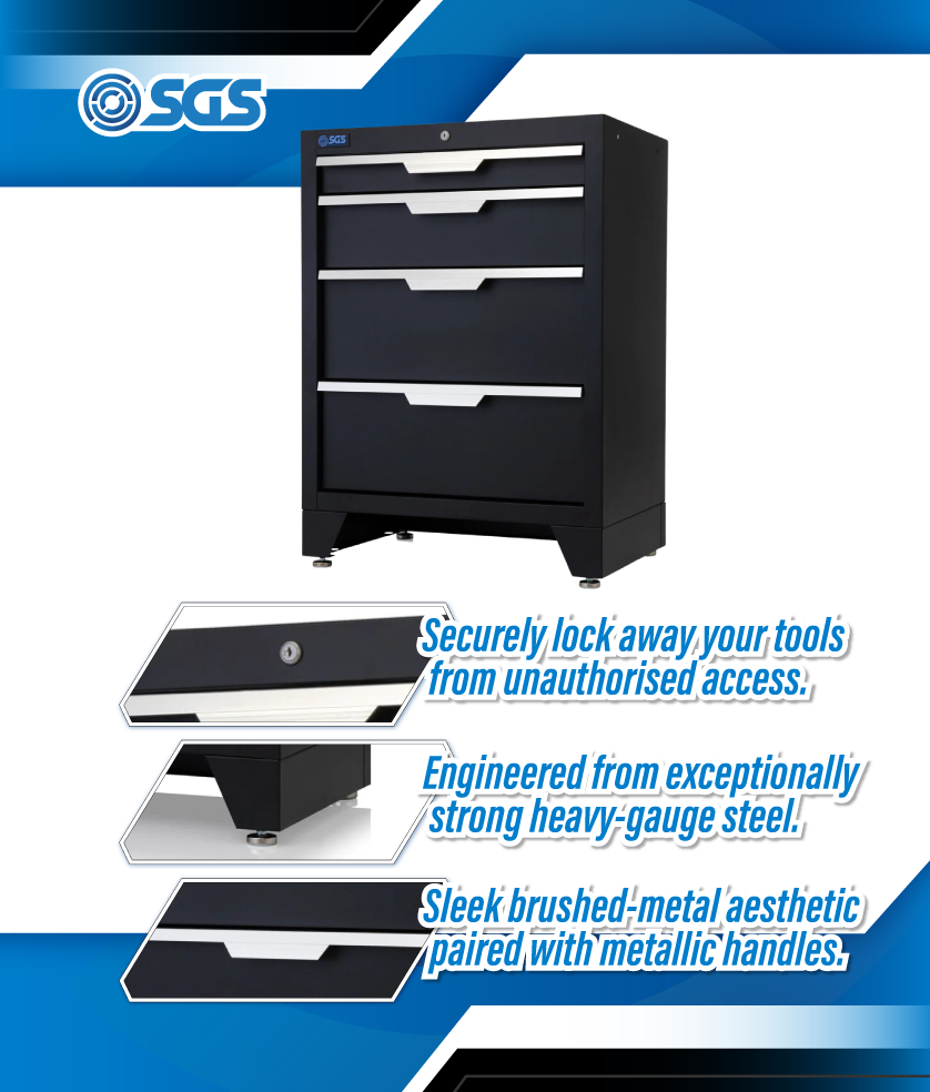 SGS 4 Drawer Floor Cabinet for Garage Storage System | Worktop Sold Separately