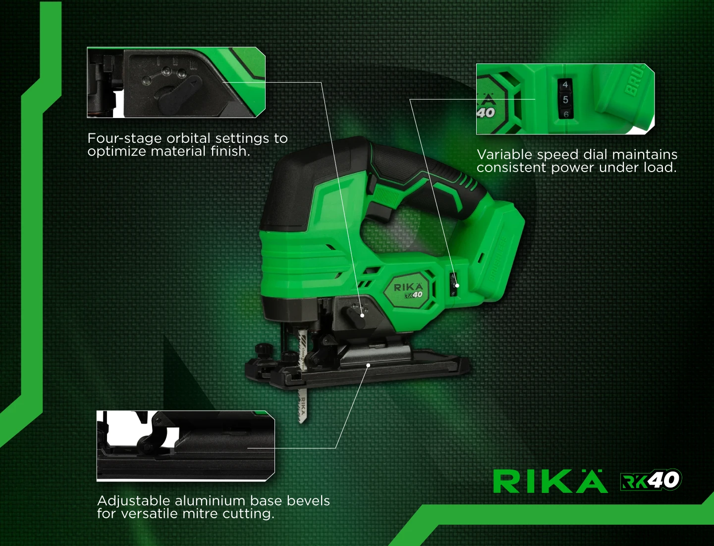 Rikä RK40 40V Cordless Jigsaw | Brushless Motor | Body Only