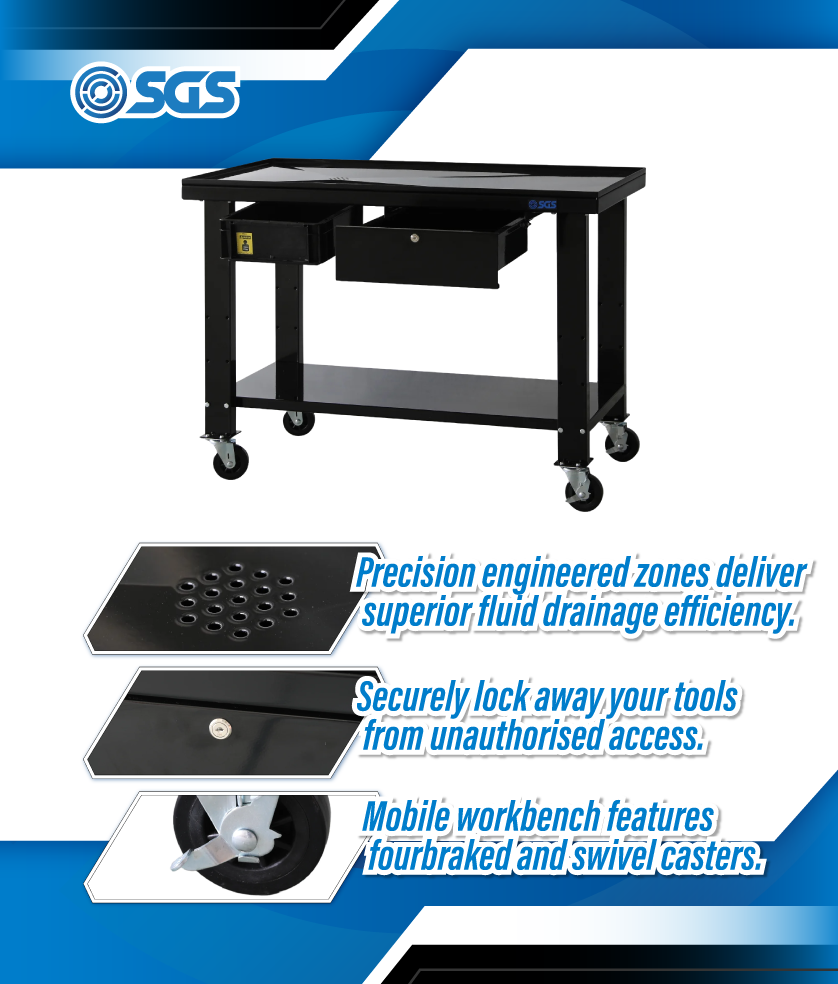 SGS Mobile Workbench for Engine and Parts Repairs | Fluid Sink Worktop