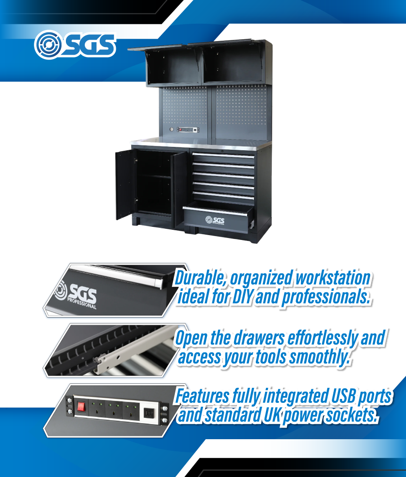 SGS Pro 6 Pc Heavy Duty Storage System with Powerstrip | Cabinet