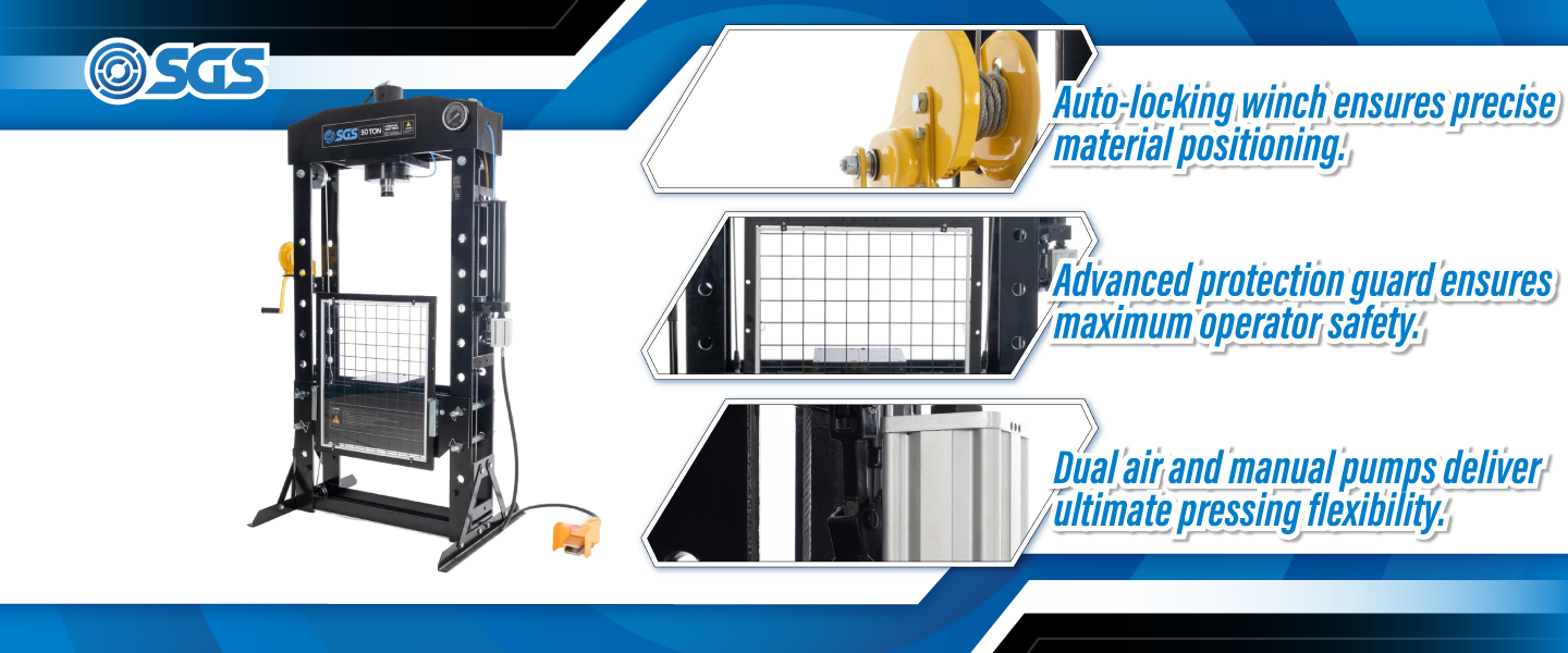 SGS 50 Tonne Hydraulic Press | Hand & Air Pumps