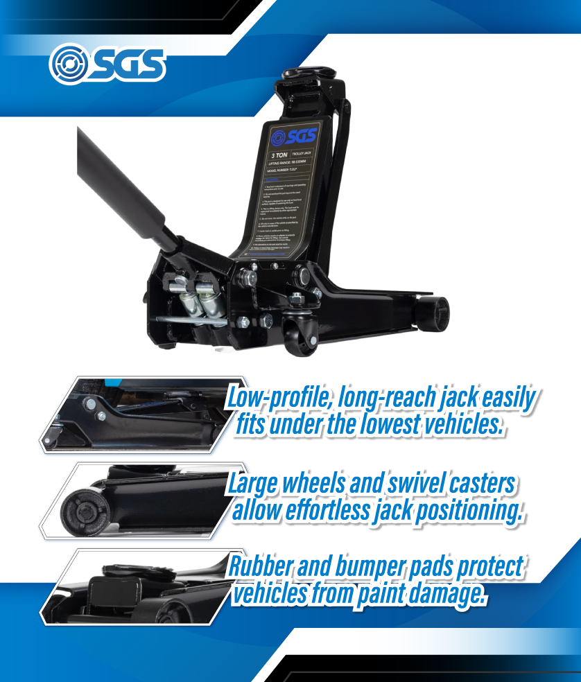 SGS 3 Tonne Low Profile Heavy Duty Garage Trolley Jack