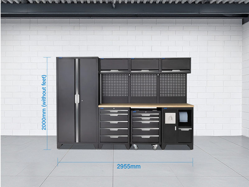 SGS 8pc Garage Storage System | Wood Worktop & Mobile Tool Chest