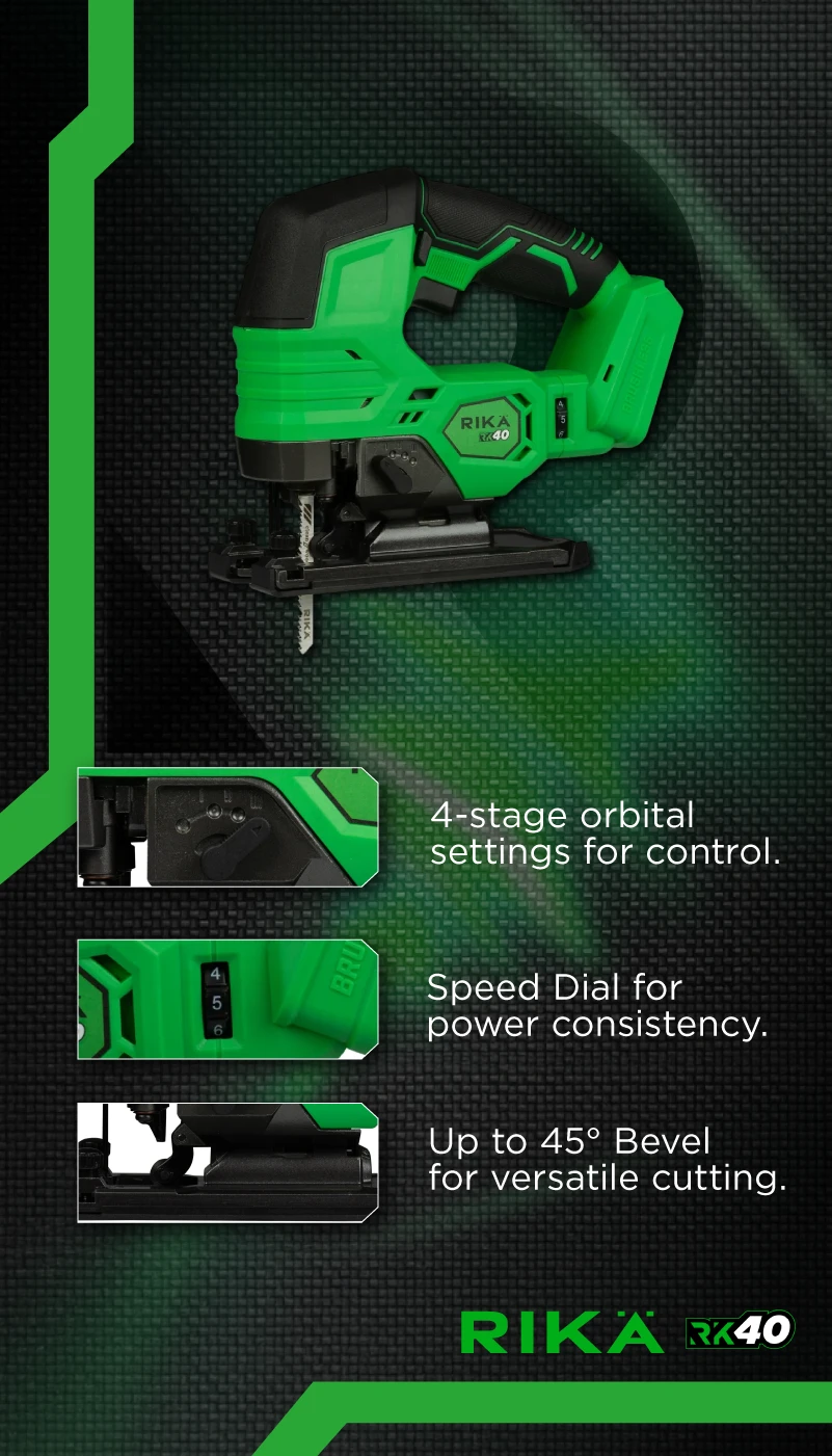 Rikä RK40 40V Cordless Jigsaw | Brushless Motor | Body Only