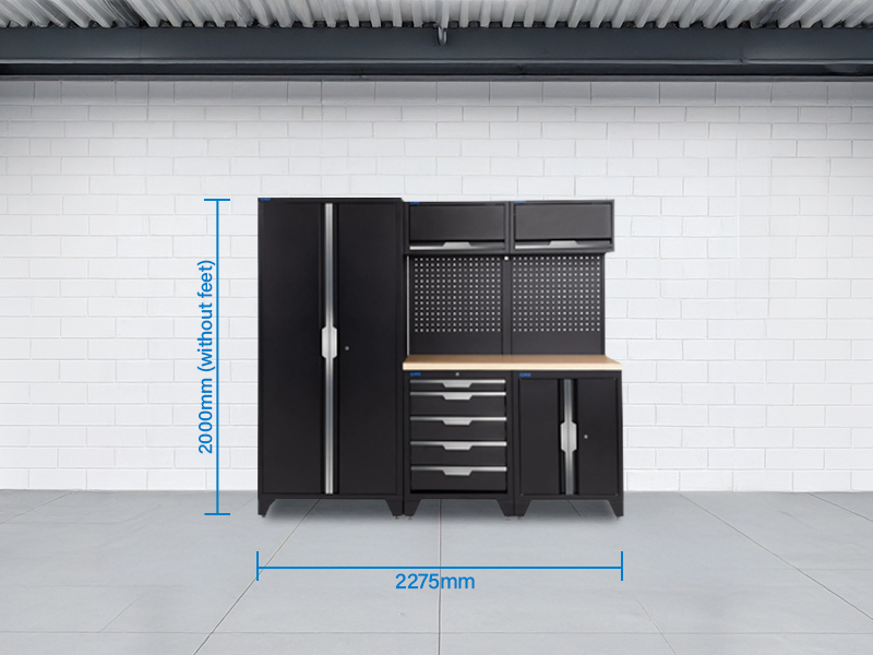 SGS 7pc Garage Storage System | 5 Drawers | Pressed Wood Worktop | Floor Cabinet