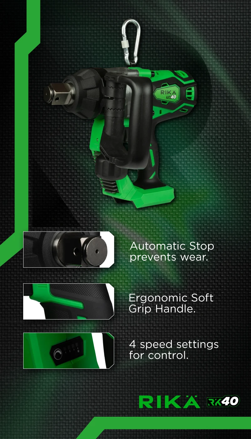 Rikä RK40 40V 1in Cordless High-Torque Impact Wrench | 2500Nm Nut-Busting Torque | Friction Ring | Brushless Motor | Body Only