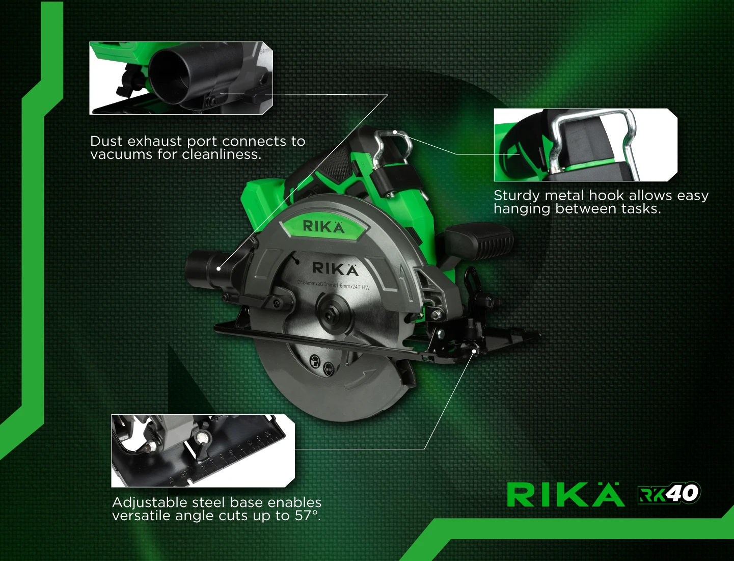 Rikä RK40 40V 185mm Cordless Circular Saw | Brushless Motor | Body Only