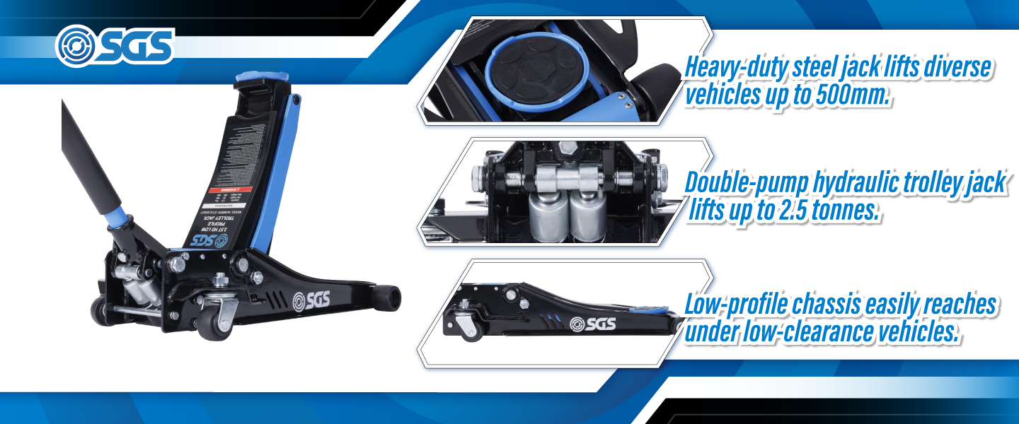 SGS 2.5 Tonne Heavy Duty Low Profile Trolley Jack