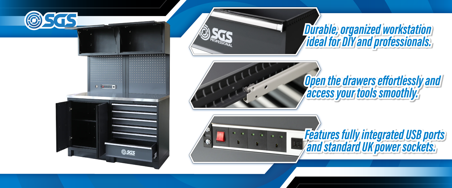 SGS Pro 6 Pc Heavy Duty Storage System with Powerstrip | Cabinet