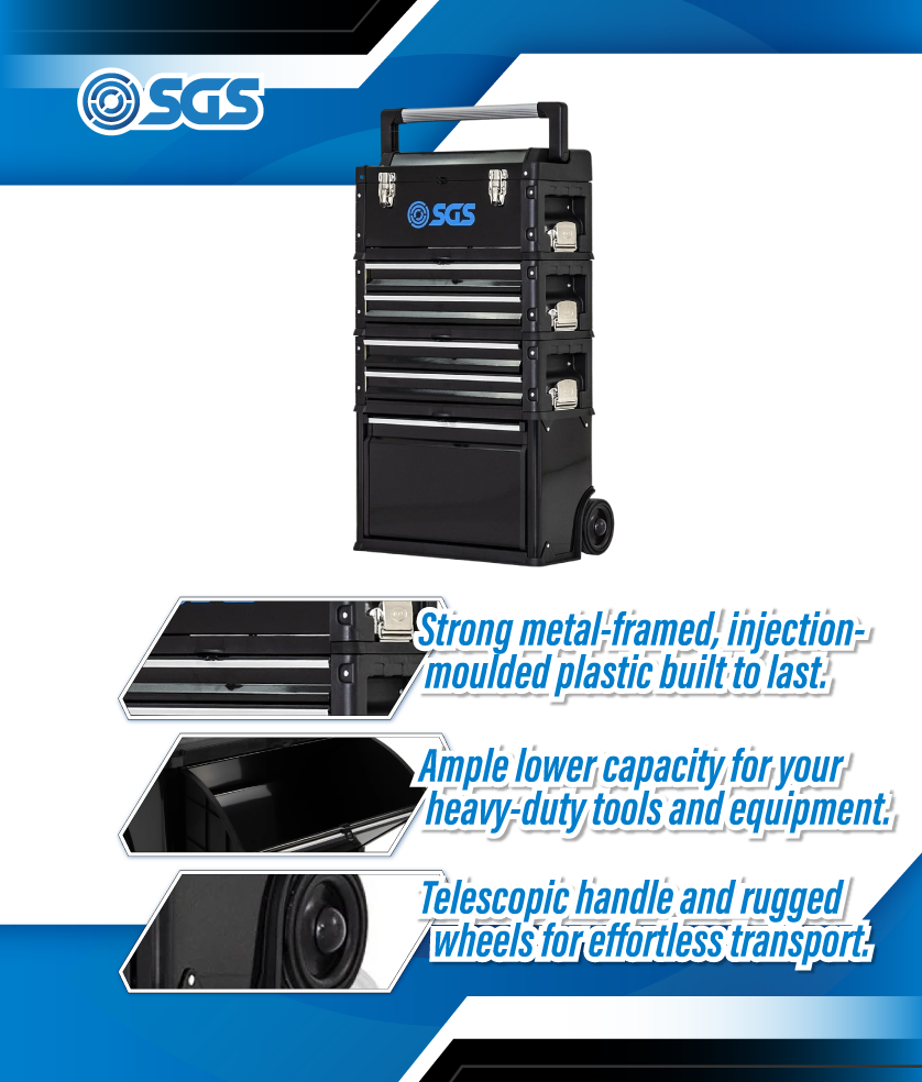 SGS 4 Part Stackable Wheeled Tool Box