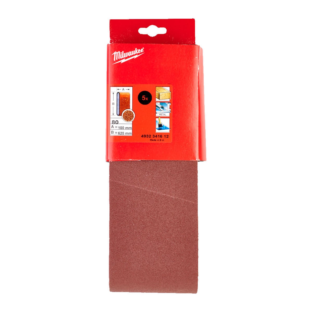 Milwaukee Sanding Belts For Belt Sanders 100 x 620 mm - 5pc-100 x 620 mm GR80