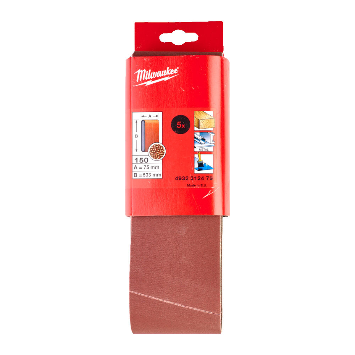 Milwaukee Sanding Belts For Belt Sanders 75 x 533 mm - 5pc-75 x 533 mm GR150