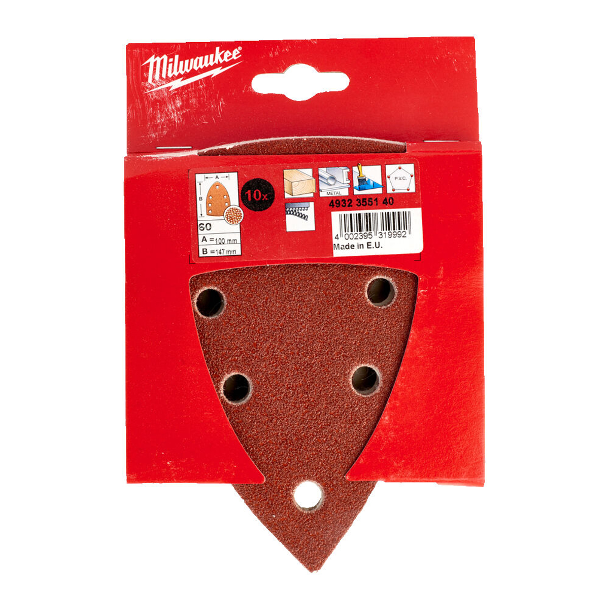Milwaukee 4932355140 Standard Delta Sanding Sheets for Delta Sanders 100 x 147 mm -10pcs-100 x 147 mm GR60