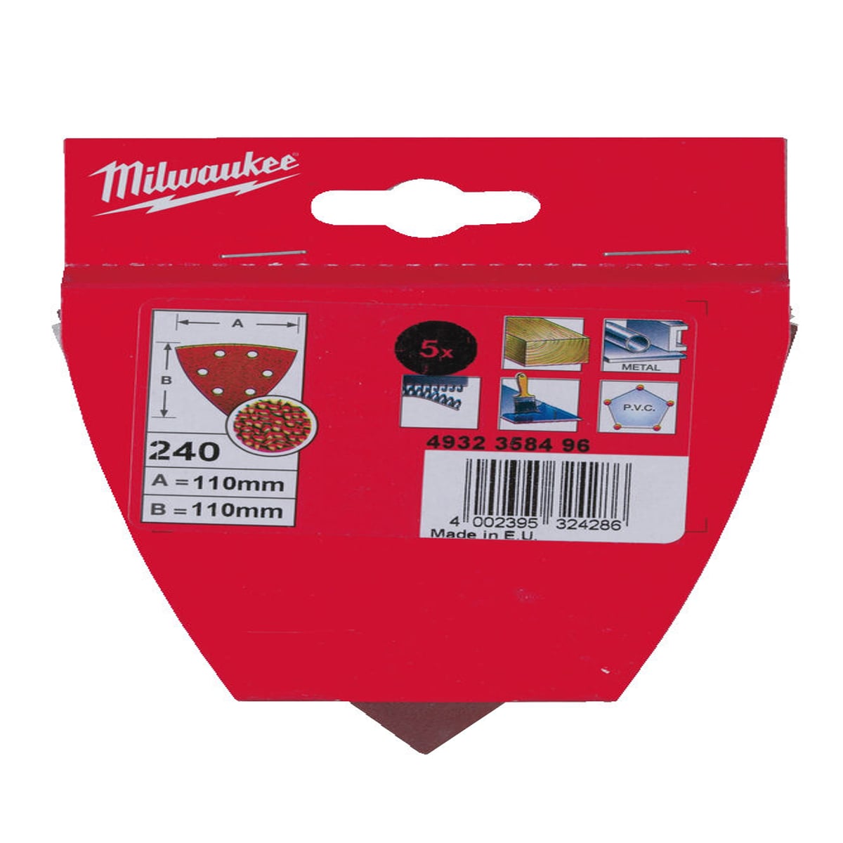 Milwaukee Standard Delta Sanding Sheets for Delta Sanders 105 x 105 mm -5pcs-105 x 105 mm GR240