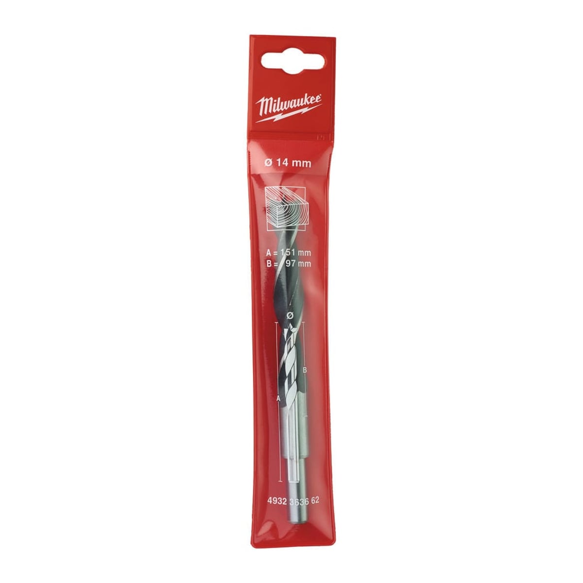 Milwaukee 4932363662 Brad Point Drill Bit 14mm x 151mm - 1pc