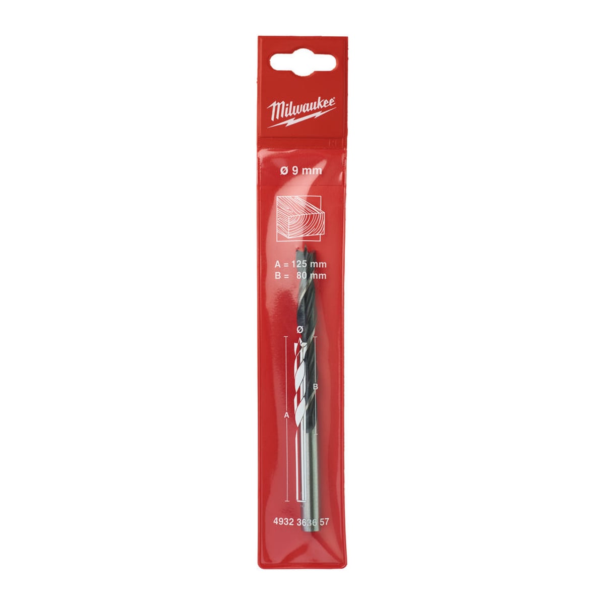 Milwaukee 4932363657 Brad Point Drill Bit-9mm x 125mm - 1pc