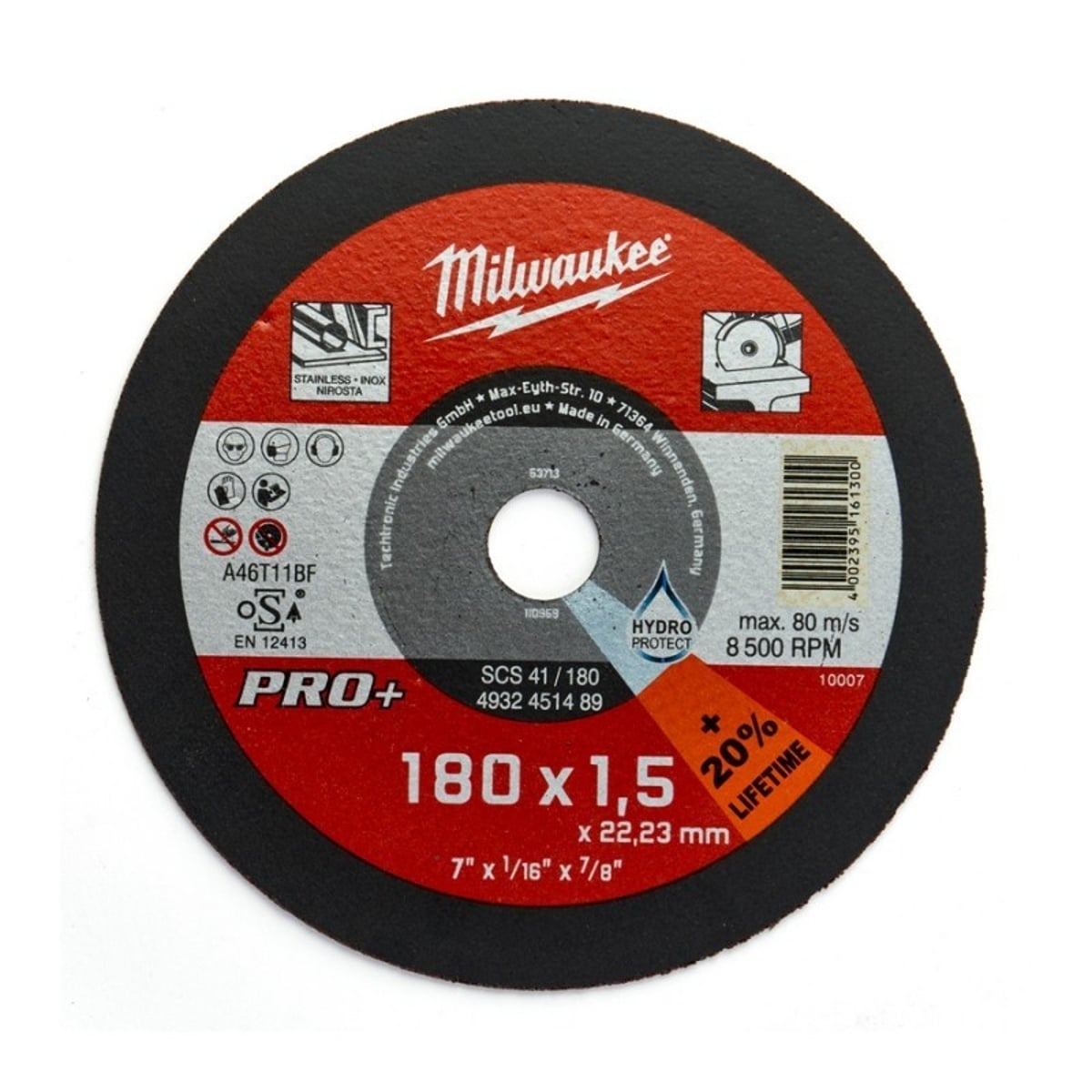 Milwaukee 4932451489 Metal Cutting Disc - 180mm x 1.5mm PRO+ Thin 20% Lifetime