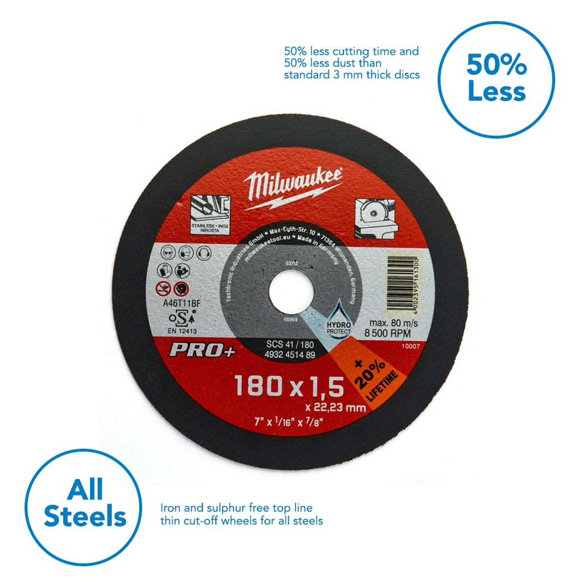 50-Pack 7" X 1/16" X 7/8" Cut-Off Wheels For Metal & Stainless Steel - 60 Grit