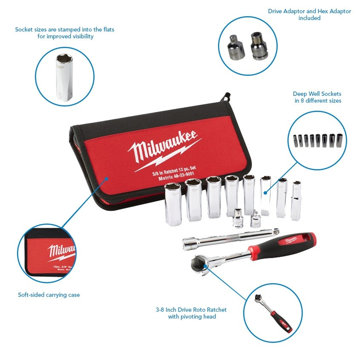 Milwaukee 48229001 12pc 3/8