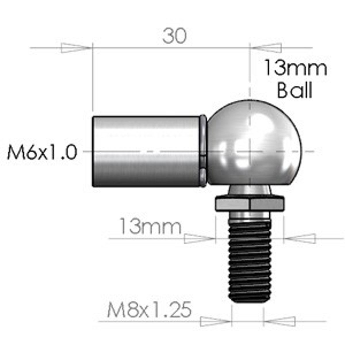13MM M8 16MM BALL STUD BOLTS PAIR X2 FOR GAS STRUT SPRING BOOT BONNET FITTING