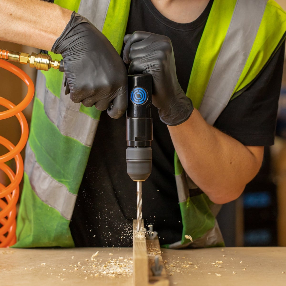 3/8” Keyless Reversible Air Drill With Rubber Grip