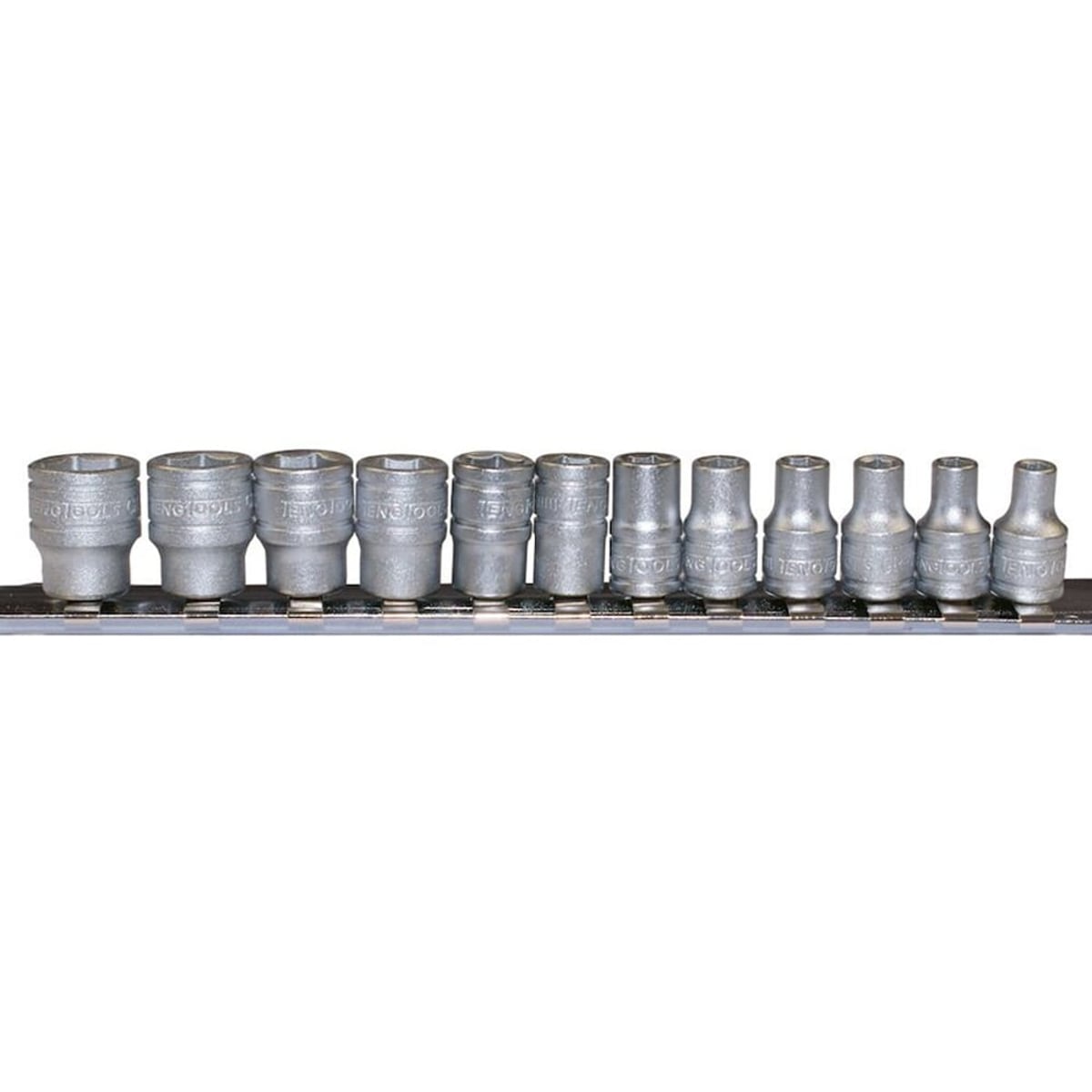 Teng Tools 1/4in Socket Clip Rail Set 6 pt 12 Pieces