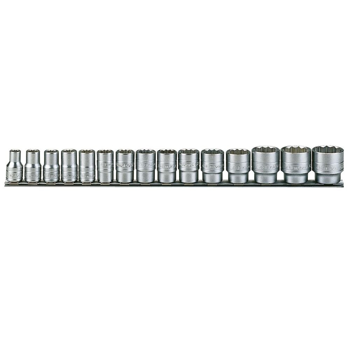 Teng Tools 1/2in Socket Clip Rail Set 12 pt AF 15 Pieces