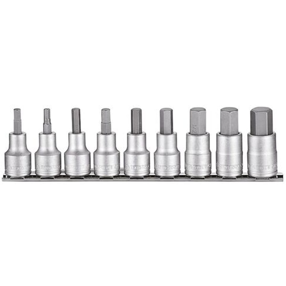 Teng Tools 1/2in Hex Bit Socket Clip Rail Set AF 9 Pieces