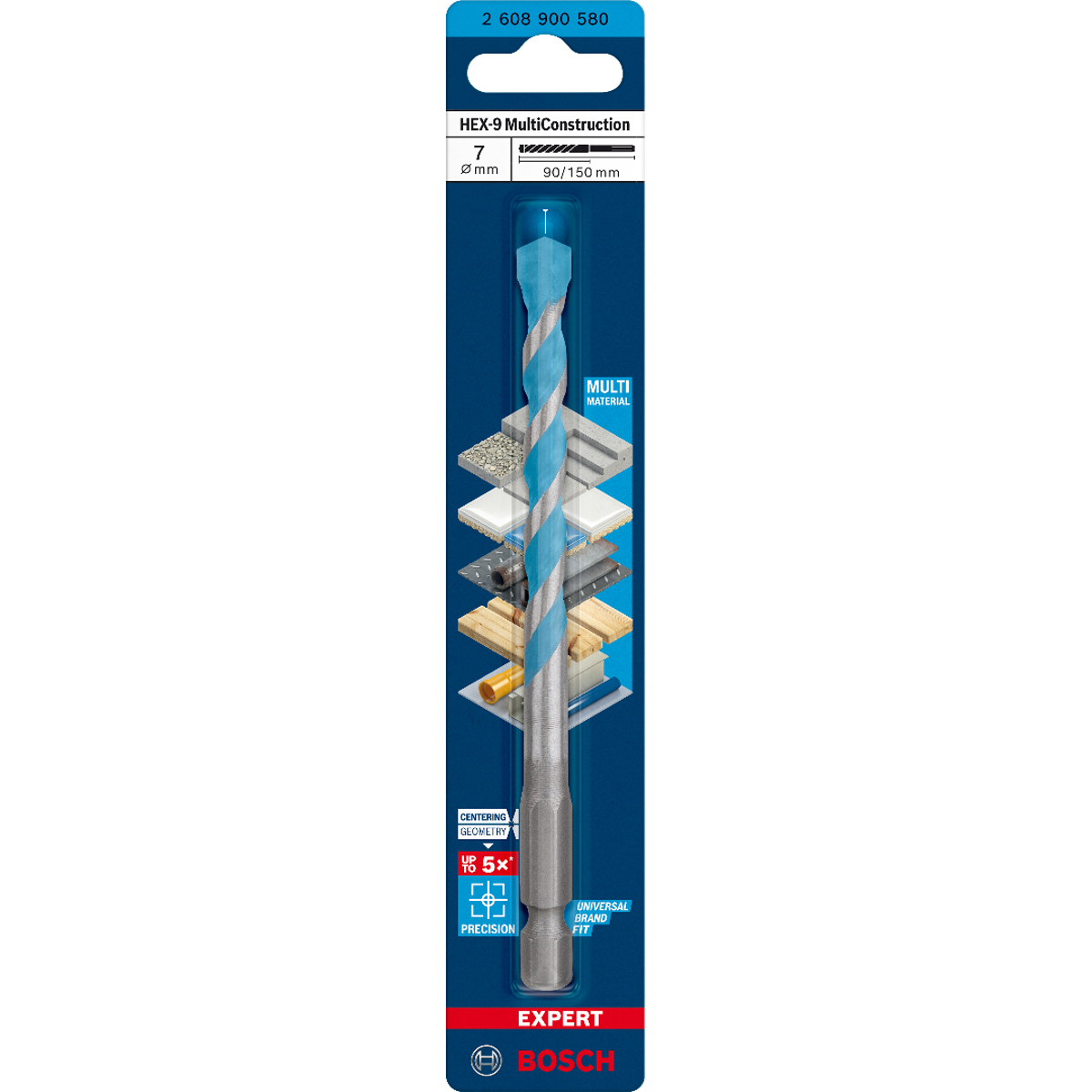 Bosch Expert MultiConstruction HEX-9 Drill Bit 7 x 90 x 150 mm 2608900580