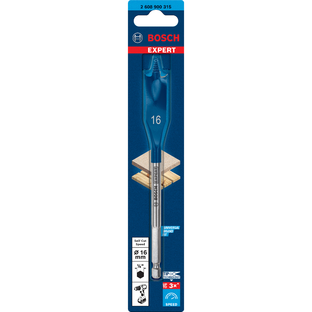 Bosch Expert SelfCut Speed Spade Drill Bit 16 x 152 mm 2608900315
