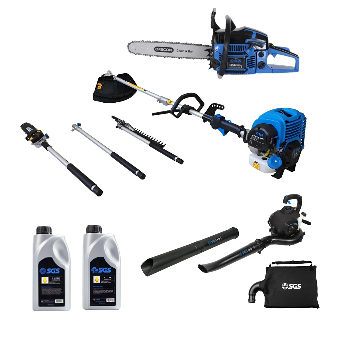 SGS Leaf Blower Garden Multi-tool and Chainsaw Bundle