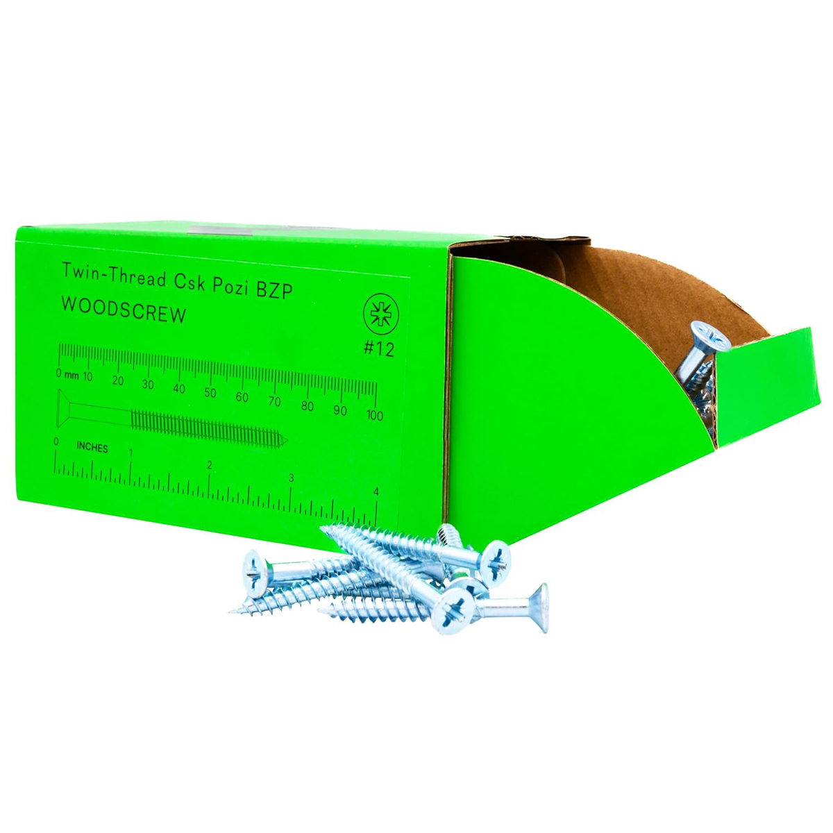 Rikä TWSR042 Woodscrew Twin-Thread CSK BZP 12 x 3in 200pk