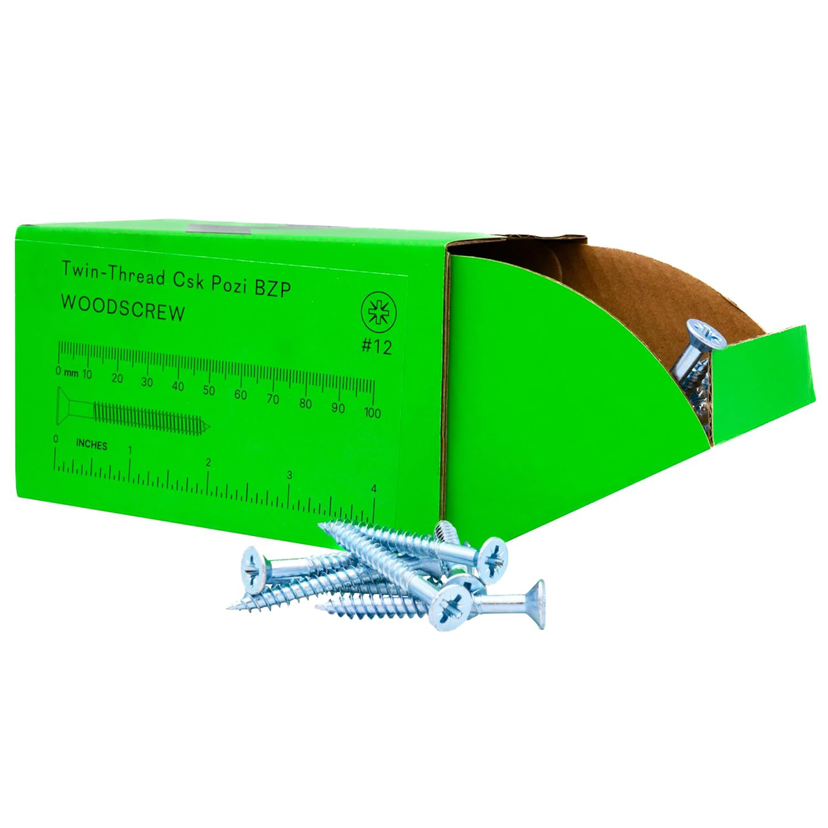 Rikä TWSR040 Woodscrew Twin-Thread CSK BZP 12 x 2in 200pk