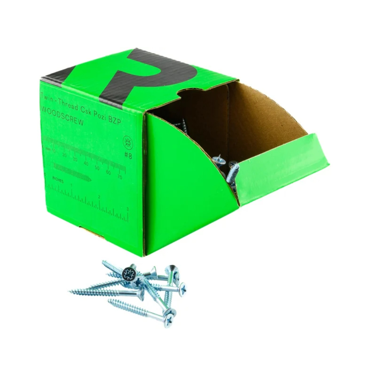 Rikä TWSR020 Woodscrew Twin-Thread CSK BZP 8 x 1 1/4in 200pk