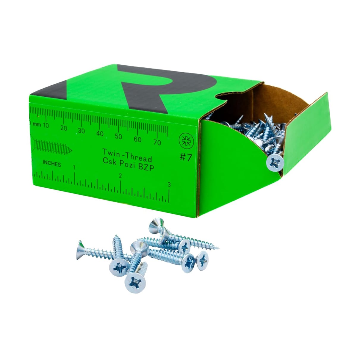 Rikä TWSR013 Woodscrew Twin-Thread CSK BZP 7 x 1in 200pk