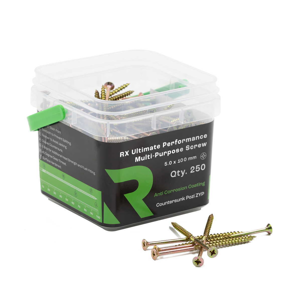 Rikä MPSRX026 5.0 x 100mm RX High Performance CSK Pozi Multi Purpose Screw 250pk